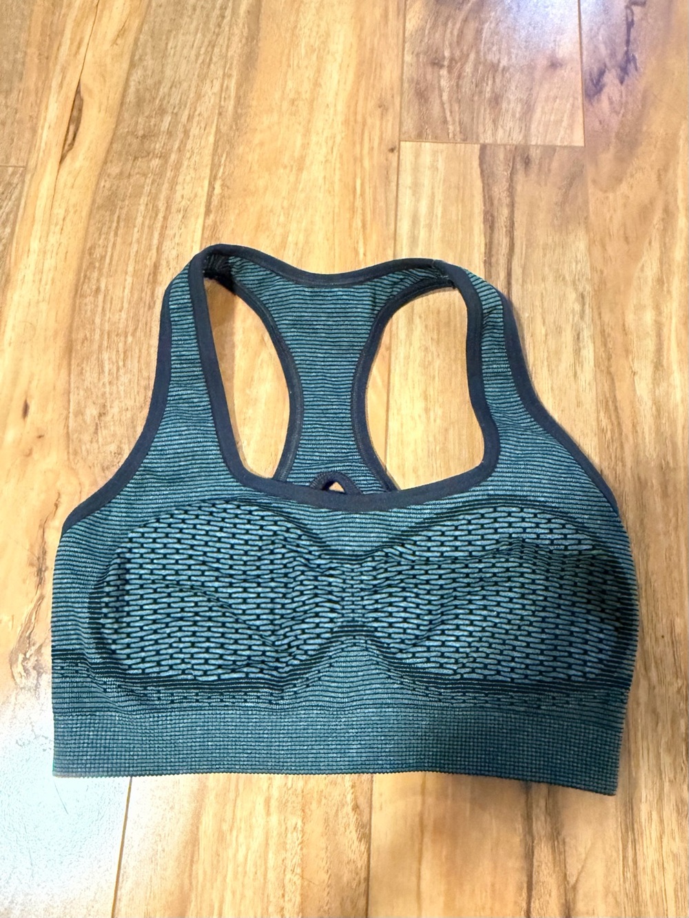 Gymshark Teal and Black Racerback Sports Bra